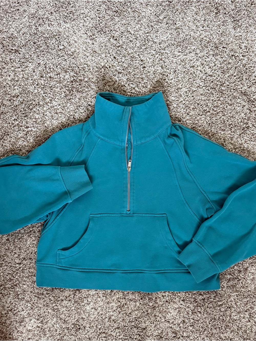 Lululemon Scuba Cropped Teal Quarter-Zip Pullover Sweater - Women